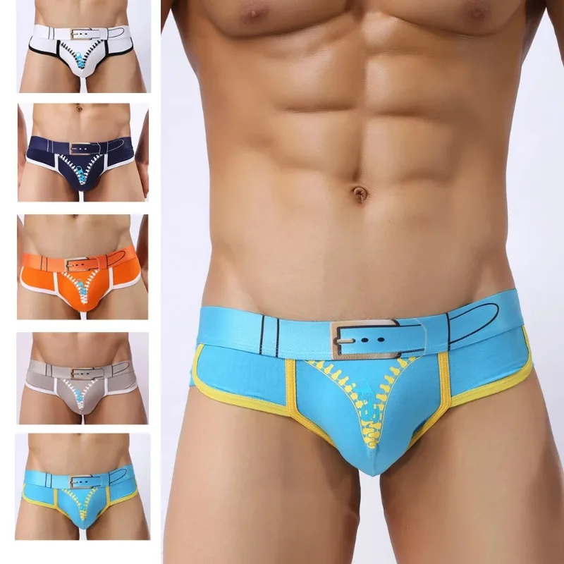 1pc pánske nohavičky pánske sexy trojuholník spodná bielizeň Pánske nohavičky bavlnené Priedušné elastické elastické zips tlače Mužské spodky