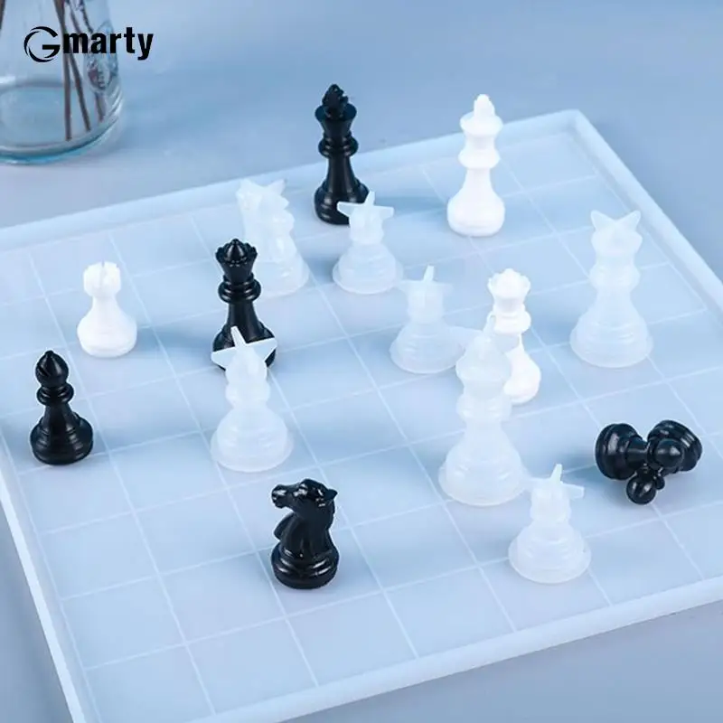 1PC Queen King Soldier 6 Trojrozmerné šachové kúsky Silikónová forma DIY šachová kus kryštálovej epoxidovej živicovej formy šachová hra