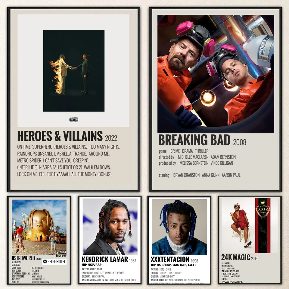 1PC R-Rapper Metro Boomin Music Album plagát Self-spriazbaný umelecký vodotesný papier papier Coffee House Bar Room Decor Decor
