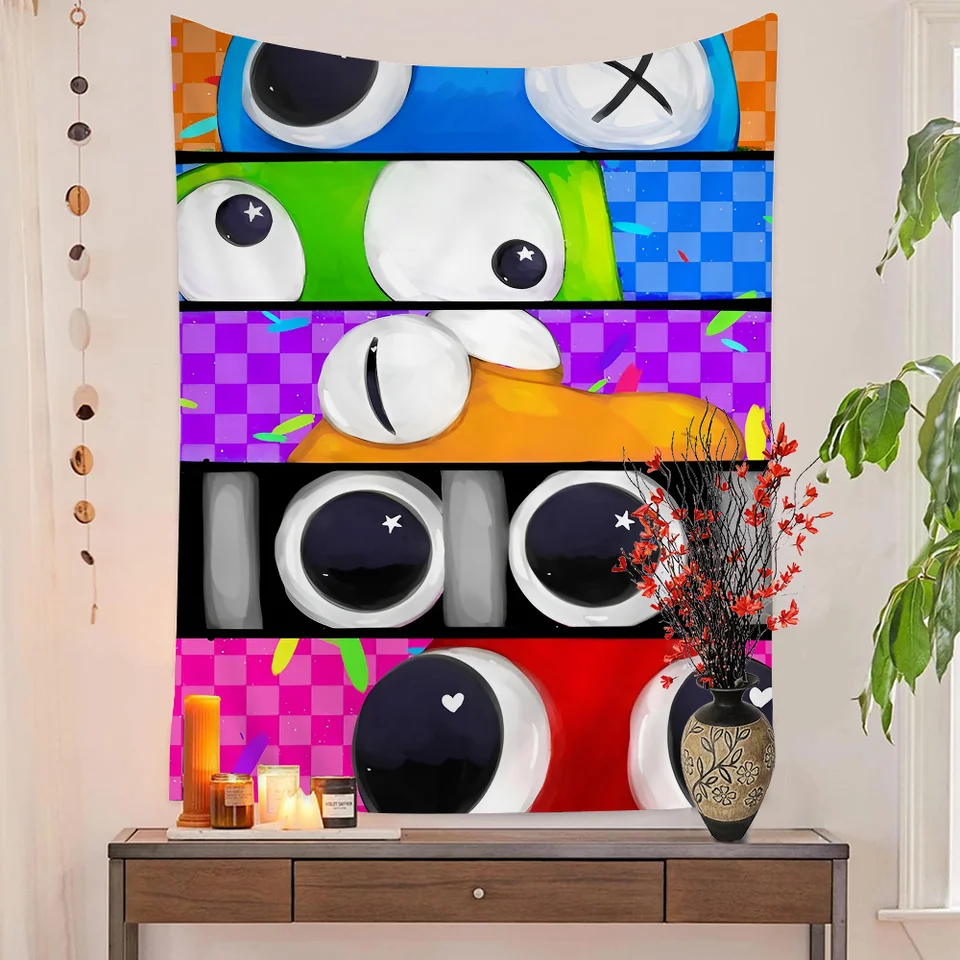 1PC Rainbow Friends Hray Tapištry tlačené veľké steny tapisérie umelecké umenia sci -fiction Room Home Decor Decort prikrývka