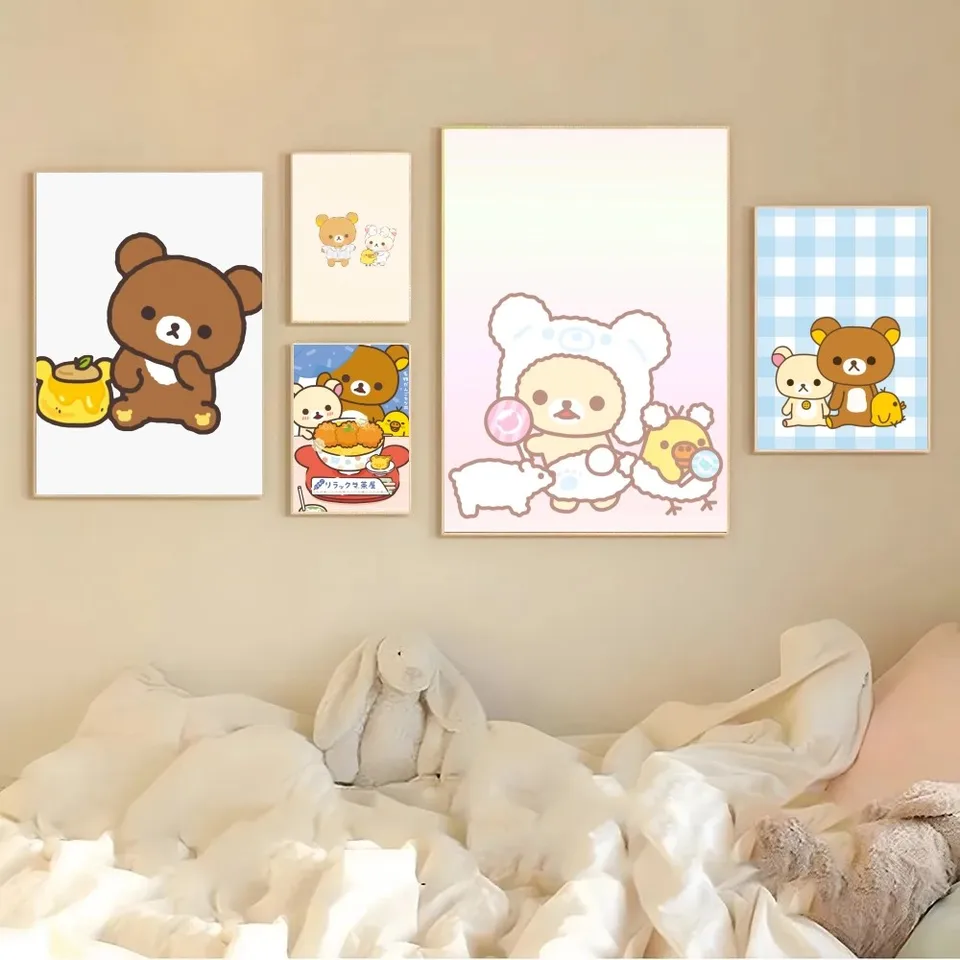 1PC roztomilý karikatúra Rilakkuma Classic Anime Self-Art Art Plaght nepremokavá papierová nálepka kaviareň kaviareň bar