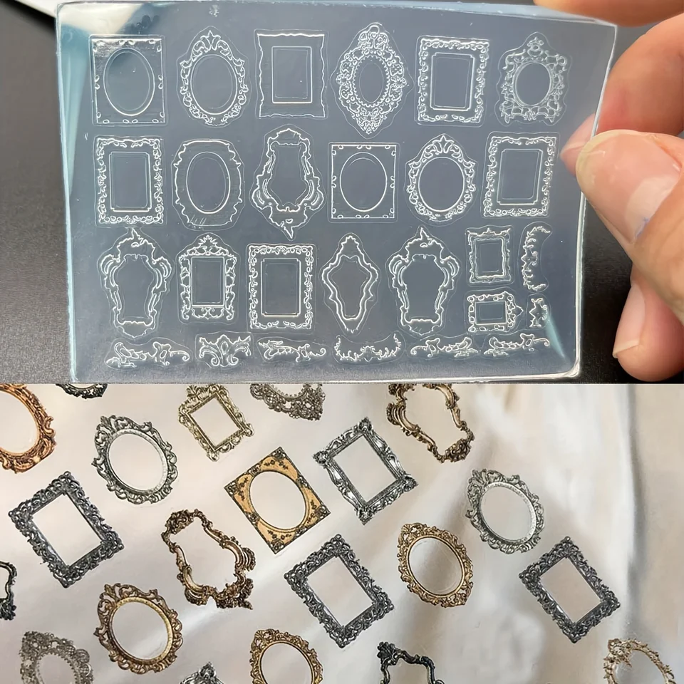 1pc ráme retro 3D pleseň Silikónové dekorácie na nechty ultratrín DIY šablóny pleseň Bohemian Vintage for Nails Jewelry Crafts
