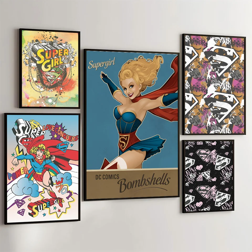 1pc S-Supergirl plagát film Sticky Plagáty retro kraft papierová nálepka DIY Izba Bar Cafe Estetic Art Wall Maľba nástenná maľba