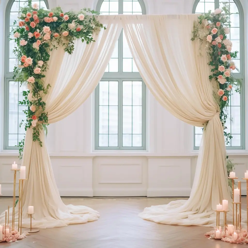 1PC Sage Green Chiffon Pozadie záclony, číre tkanina Zásady závesov pre svadobnú sprchu Svadobný oblúk dekorácia