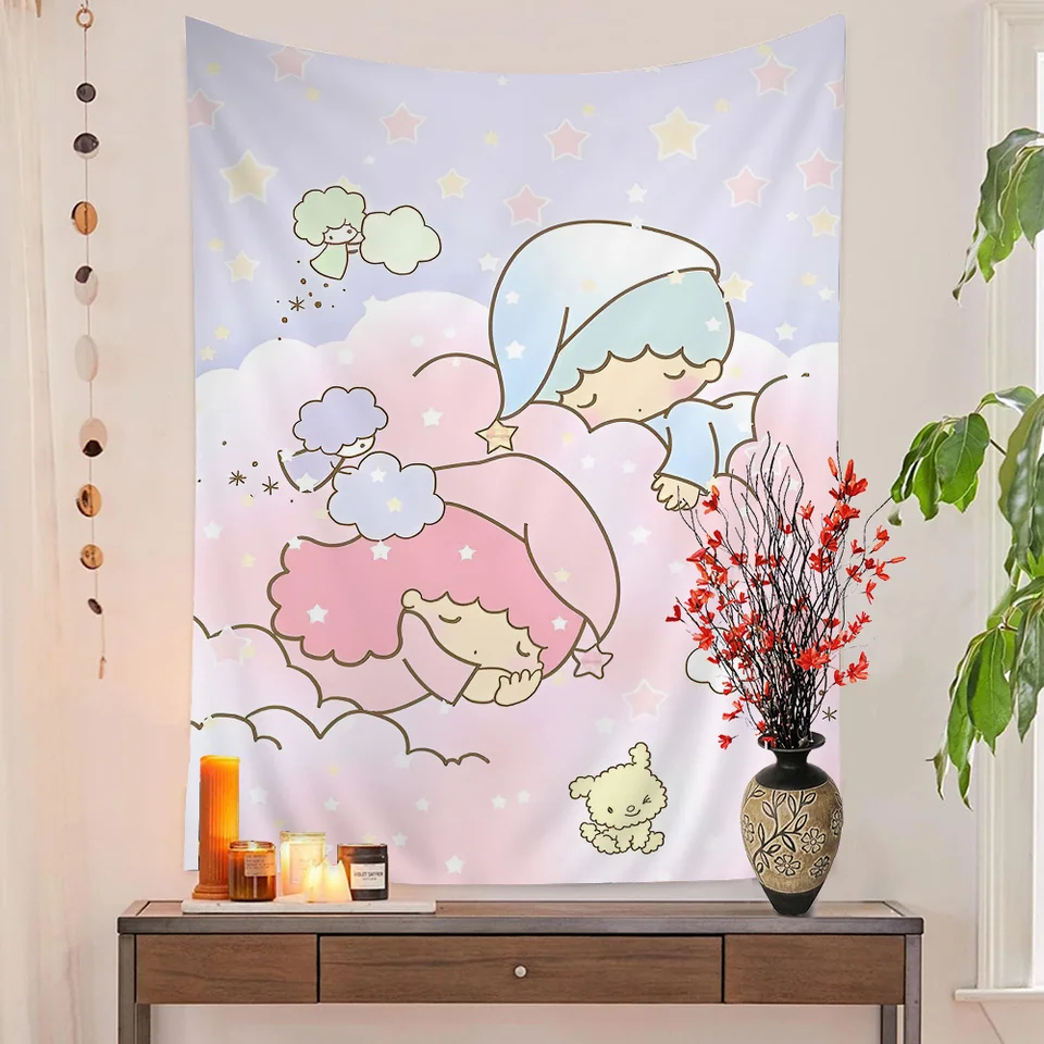1pc Sanrio Gemini Twin Stars Tapištry tlačené veľké steny tapisérie umenia sci -fiction Room Home Decor Decort DeVer