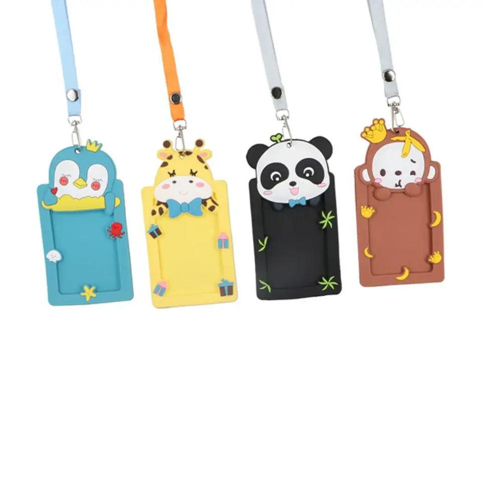 1PC School Office Dodávky názvov Card Protector Cover Silikone ID Držiteľ karty Držiteľ karty s lanom