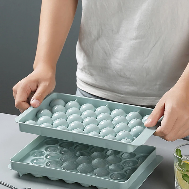 1PC Silikón 3D okrúhla ľadová kocka podnos s vekom plastový diamantový sférický štýl ľadová forma DIY formy ľadové gule Maker kuchynské náradie