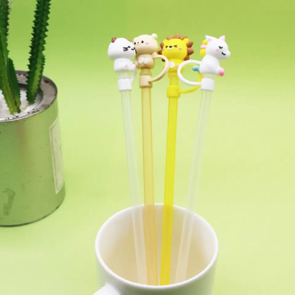 1PC Silikónová tesniaca slama Plužba opakovane použiteľného pitia prachových uzáverov Karikačné zásrky Tip Tip Covit Oblek kuchynský šálka DIY Príslušenstvo Veľkoobchod