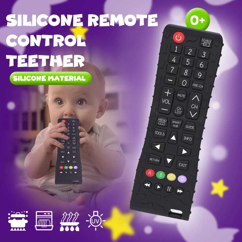 1PC Silikónové detské hračky TV TV diaľkový ovládací tvar teeter hračky BPA zadarmo silikónový zubný žuvací žuvací hračkár