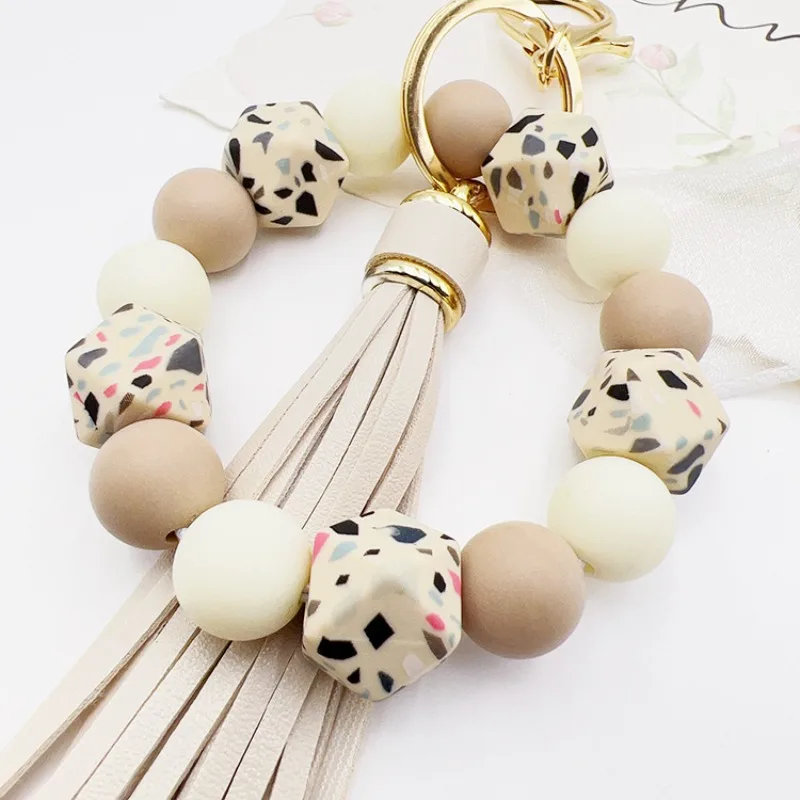 1PC Silikónový leopard potlač korálkovú korálku