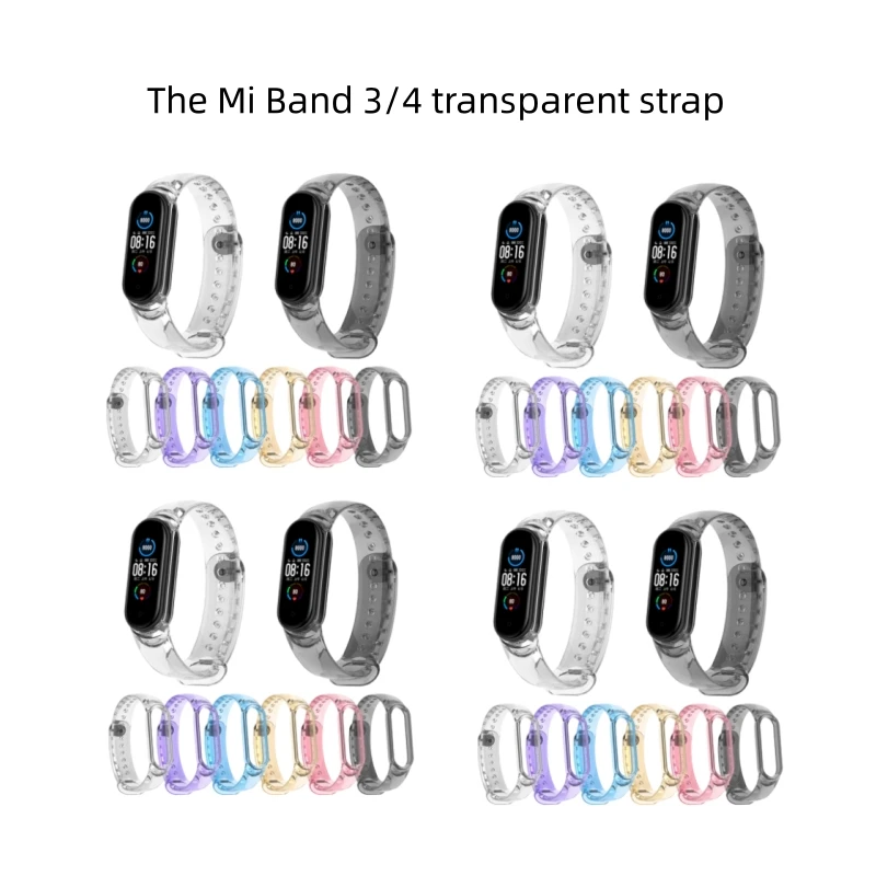 1PC Slnečné svetlo je vhodná pre Xiaomi Mi Band 7 Svetelné remienok 4/3 Transparentný náramok TPU Xiaomi Mi Band Wrictband