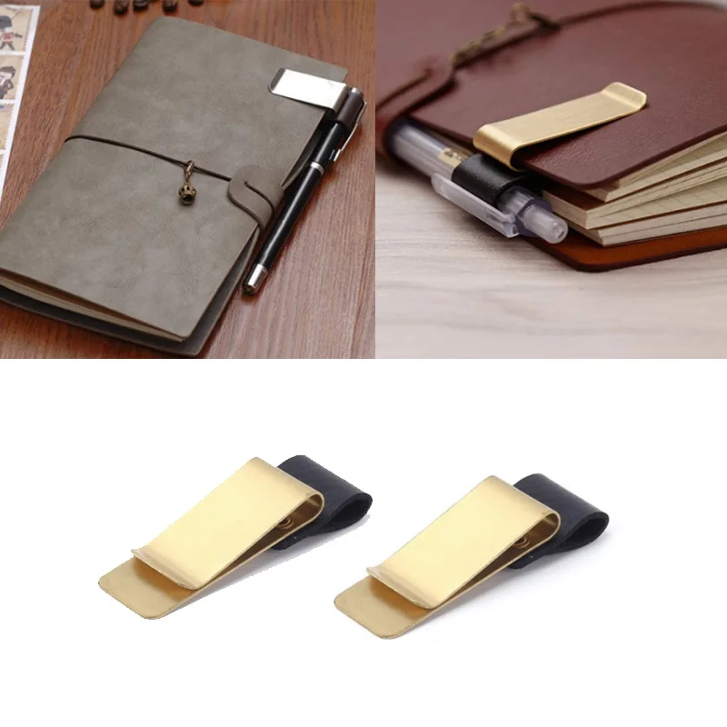 1pc slučka pera pre notebook retro kožený denník Notebook Peruzky držiteľ záložky s kovovými klipovými potrebami Veľkoobchod