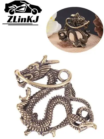 1pc socha figurína bohatstvo mosadz dekor prosperita čínsky štýl ornament qilin drak šťastie zvierat fengshui vinobranie