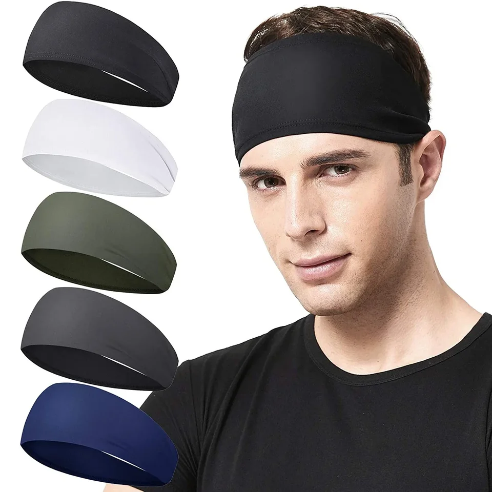 1PC Sports Solid Color čelenky Elastické rýchle suché cvičenie fitnes jogy telocvičňa unisex vlasový vodný pás Bandana Vlasové doplnky
