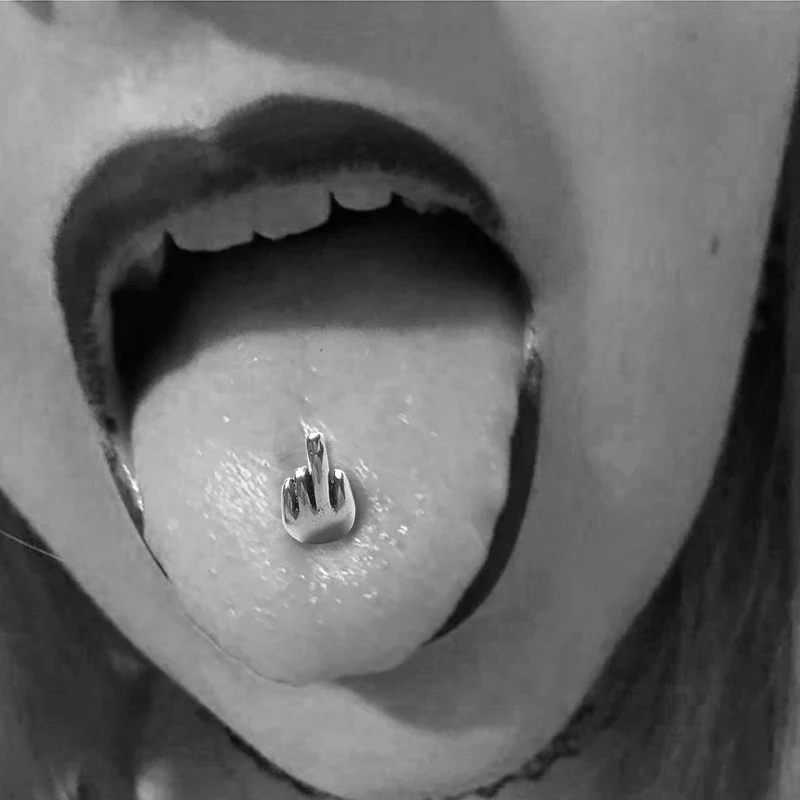 1pc stredný gesto gesto jazyk Barbell Stud Piercing Rings Body šperky punk