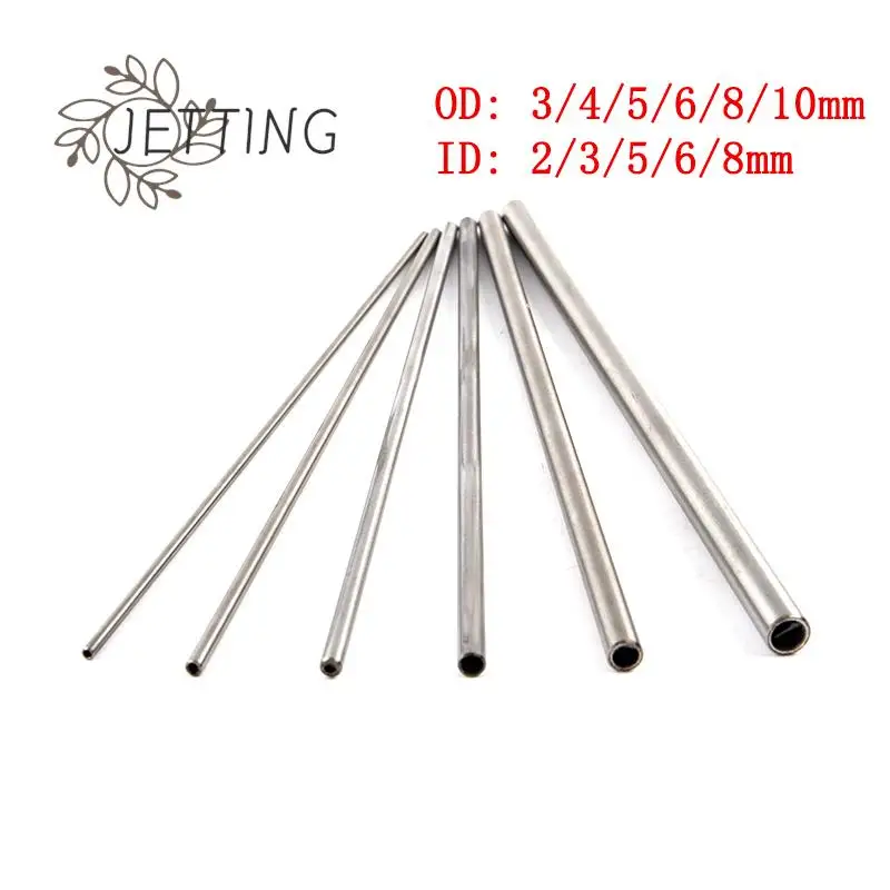 1pc strieborné okrúhle 304 z nehrdzavejúcej ocele Round Capillary Prieštrova rovná trubica 250 mm dutá kruhová trubica OD 3/4/5/6/8/10 mm