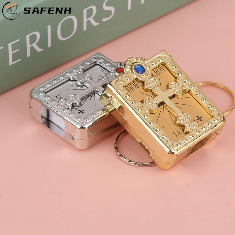 1pc strieborný zlatý španielsky Keychain Mini krst pre biblické suveníry krstu Biblie Keychain Prívesky
