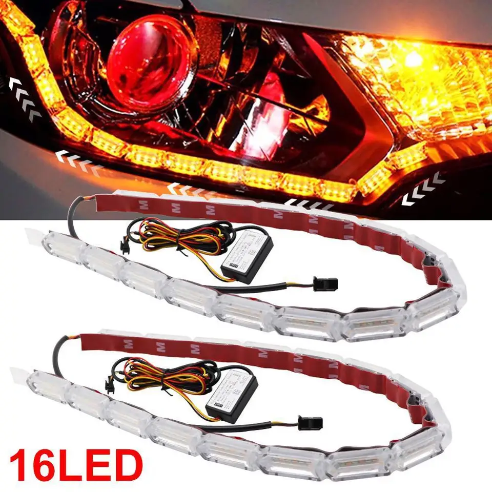1PC Super Bright LED Daytime Running Light vodotesný flexbile vozidlo DRL Streamer Turn Signal Lamp Auto svetlo svetlo svetlo svetlomety 12V