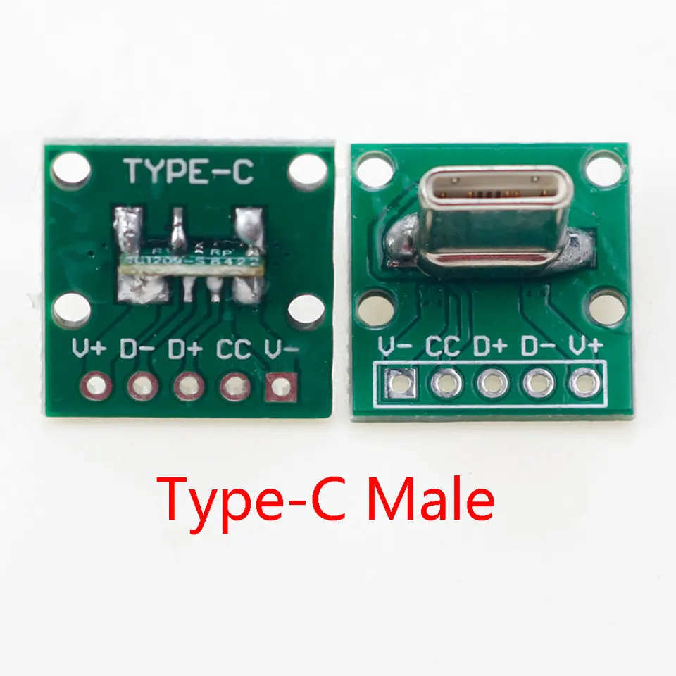 1pc testovacia doska Vertikálny ponor Typ C USB Mužské konektorové rozhranie 2,54 mm PCB prevodník adaptéra Ploch