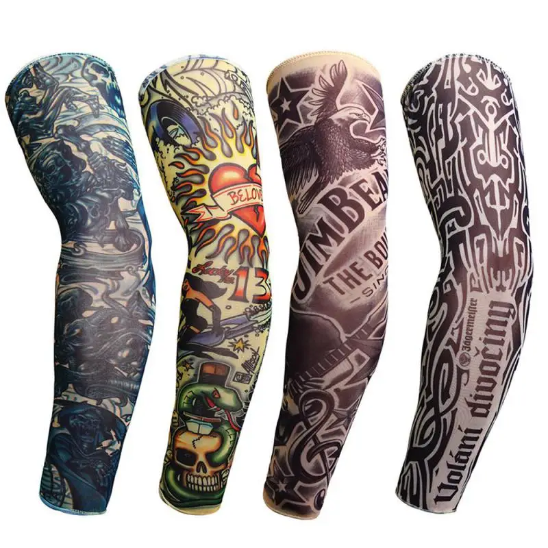1pc tetovanie rukávy Muž žena falošné tetovacie ohrievače Elastickú ochranu UV Cool potlačte Slnko-odolné unisex punk módne rukávy