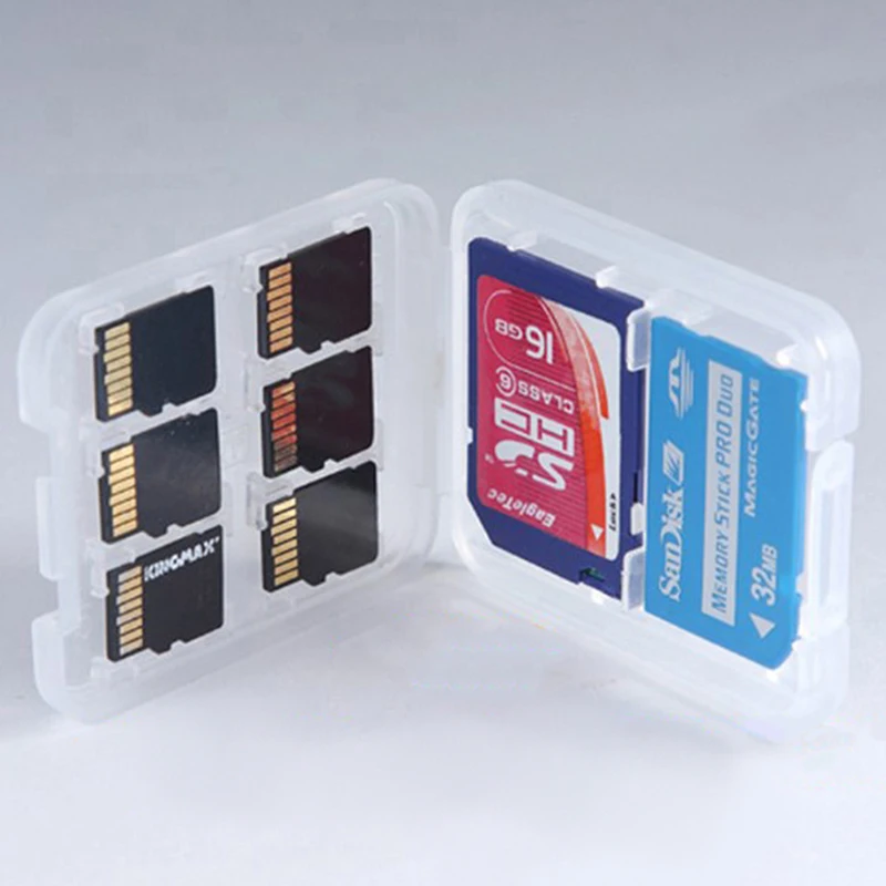1PC Transparent chránič držiaka mikro boxu pre SD SDHC TF MS MS Pamäťové skladovacie puzdro Plastové boxy
