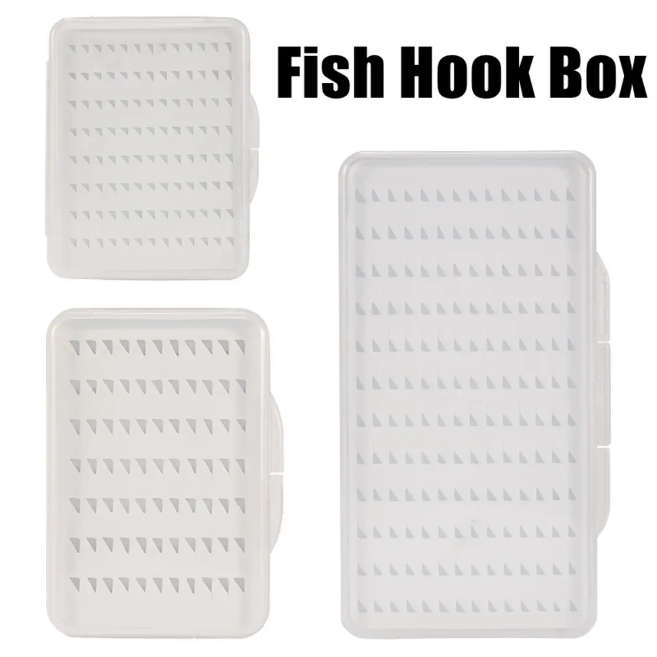 1PC Transparentné plasty Fly Fishing Box Svetlo a tenká tenká penová vložka Fishing Tackle Box 77/104/168 OTH OTH RYS HOOCK Box