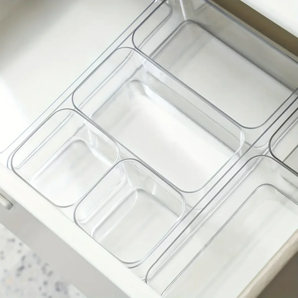 1PC Transparentné skrinky Organizátor Desk Desk Plastová kontajnerová zásuvka Organizátor Table Šperky na make -up organizátor krabičky