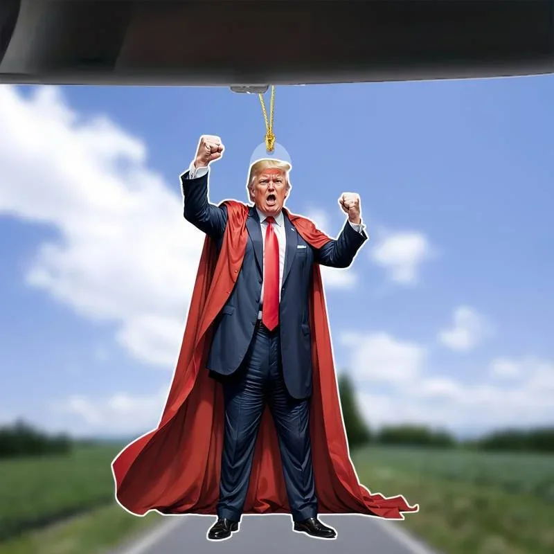 1PC Trump Inspirovaný akrylový vianočný dekor visiaci ornament pre auto a strom Perfect Prázdniny darček vtipný kreslený prívesok