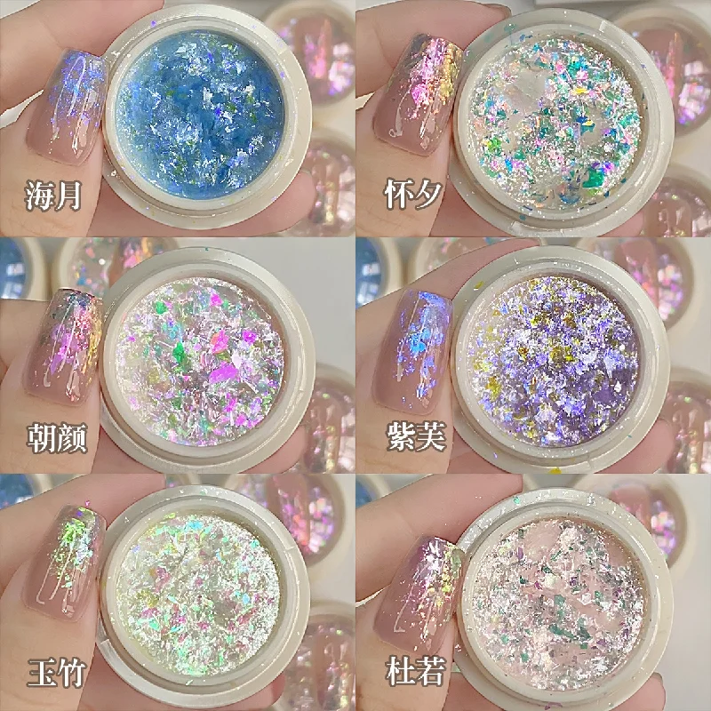 1PC Ultra-tenký necht Nepravidelné umelecké trblietky Aurora 6 Colors Last Glitter Paillette vločky pre Sparkle Art Art Art