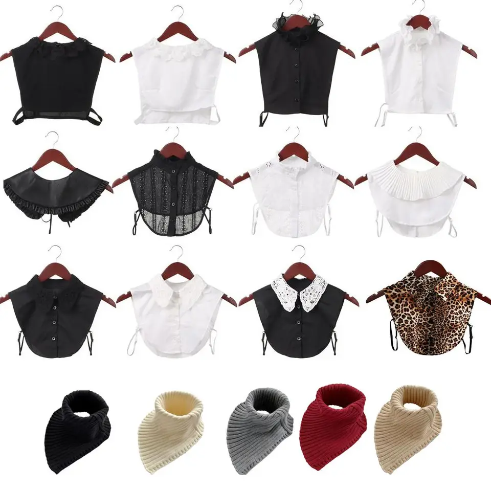 1PC unisex odnímateľné bavlnené sveter košeľu falošný golier blúzka Vintage čipka False kravata klopa oblečenie doplnky krku teplo krku