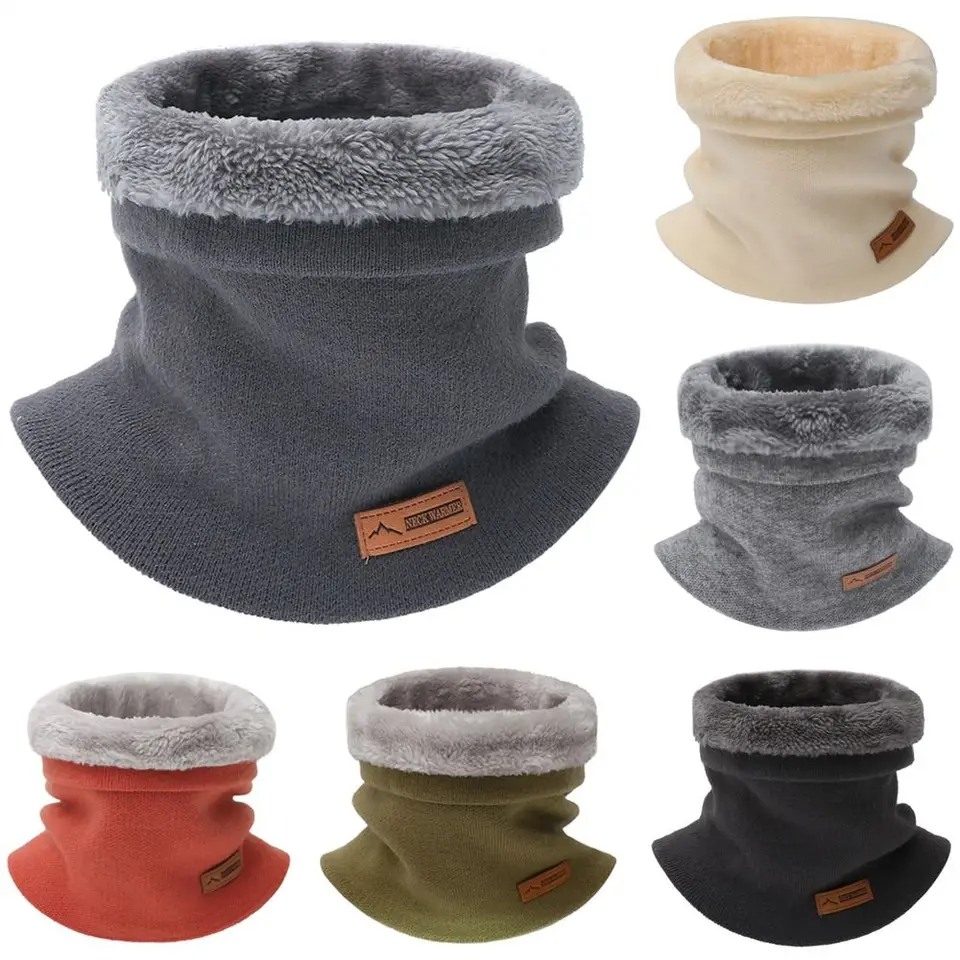 1pc unisex zimné mäkké pletené šatky fleece bandana hrubé teplé šatky Ženy Men krk teplejšie za studena-odolný golier čelný kryt