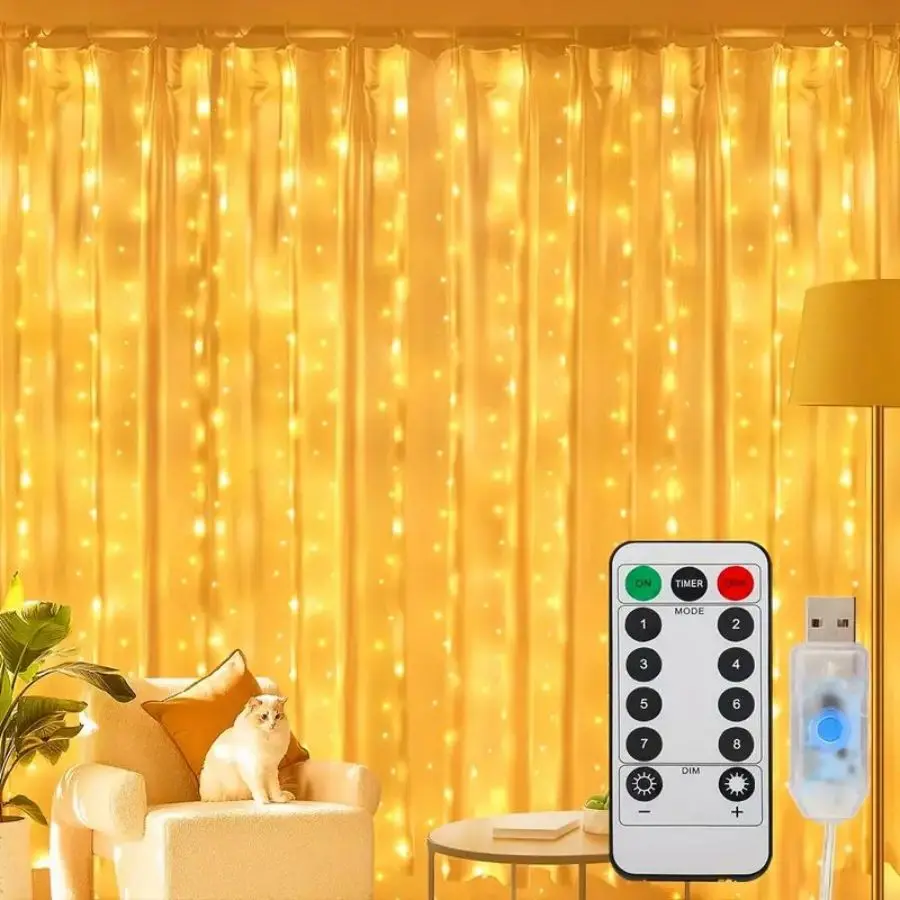 1PC USB LED LED záclony Warm Fairy String Lights Festival osvetlenie Rainbow Window Domovská spálňa Svadobná vianočná dekorácia