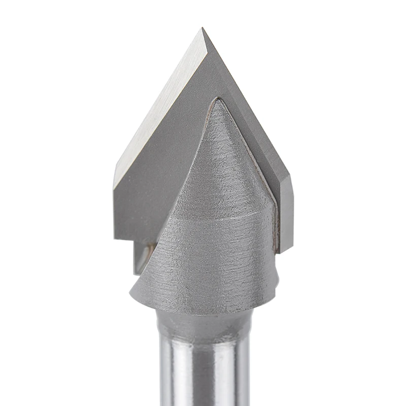 1PC V Bit End Mlyn 3D Router BITS BITS Volfrám Oceľ V Tvar VAMFER KONCOVÉ MILLS Drevené smerovače Bit ， 60 90 stupňov stopky 6 8 1/4 ”