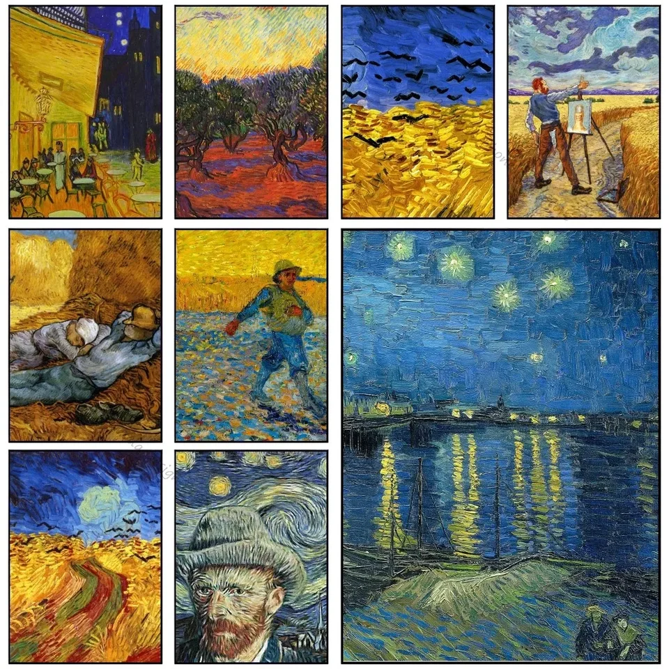 1PC Van Gogh Print Vincent Van Gogh Plagát Kvalitné výtlačky Vinobranie miestnosť Domov Bar Cafe Decor Decor