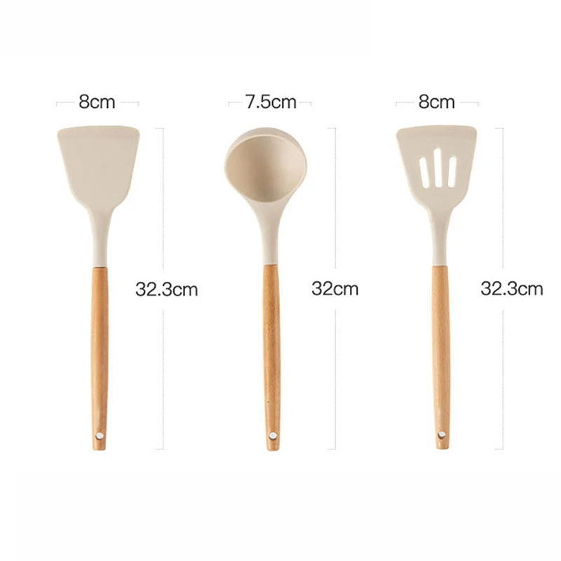 1PC varenie tepelne odolnú drevenú rukoväť Spatla Spatula Spoon Spoon Domáca špachtle Nepreckost kuchynské náradie