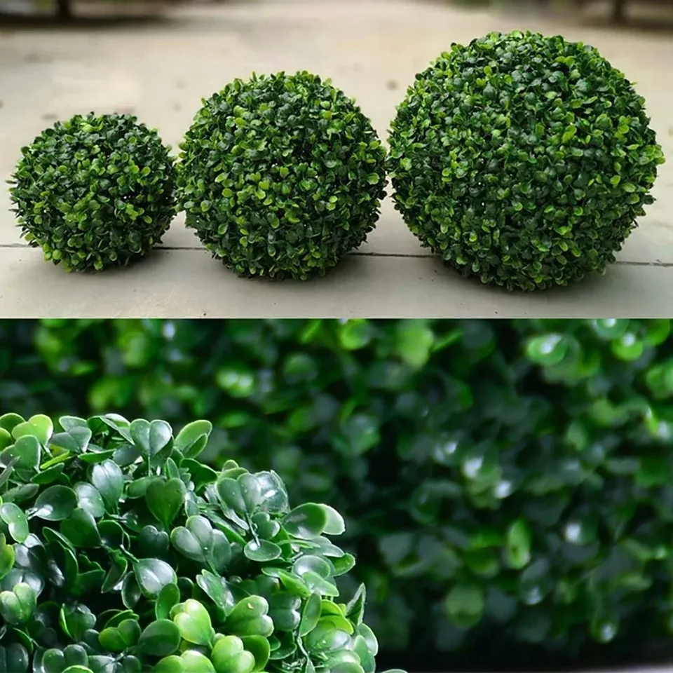 1PC Veľká zelená umelá rastlina loptička Topiary Tree Box Svadobná strana Domov Outdoor Decoration Rastliny Plastová trávnatá guľa