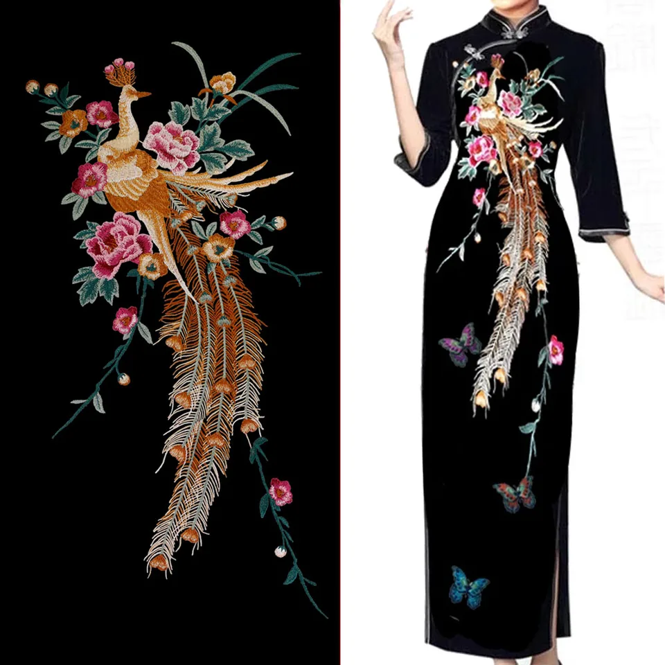 1pc veľké záplaty Phoenix pre odevné aplikácie Flitrové výšivky náhody Pávov phocock Phoenix Clothing Accessories šitie C25