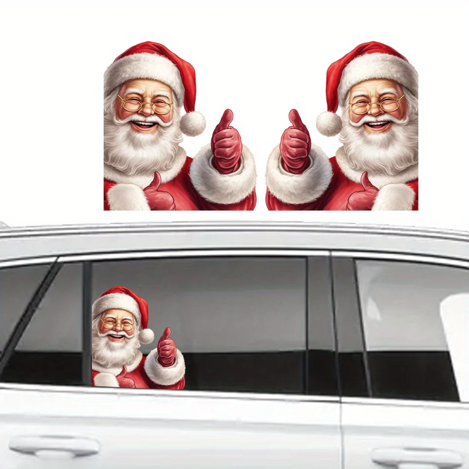 1PC vianočná nálepka, veľká veľkosť PVC Santa Claus Car, Dláha okna auta, nálepka na dekoratívnu nálepku s vtipným autom
