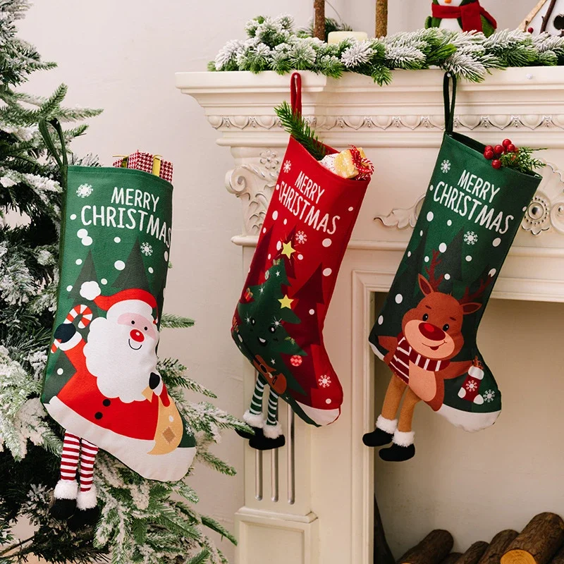 1pc vianočné pančuchy ponožky Claus Snowman losman vianočné cukrovinky Darčekový taška Vianoce strom stromov Nový rok 2025