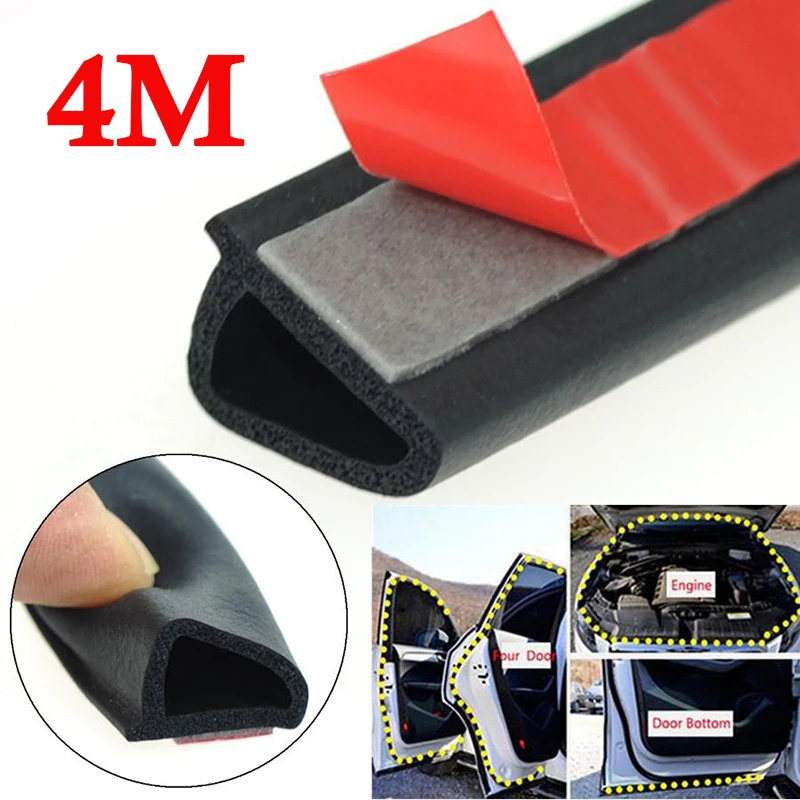 1PC Vysoko kvalitný gumový gumový a lepidlo sklonený Dvera v tvare Dvere Autoru Čierny tesniaci pásik Kufra Hood Edge Tink 4M