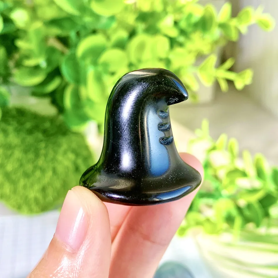 1pc Vysoko kvalitný Halloween Wizard Hat Moonface Prírodné rezbárske rezbár