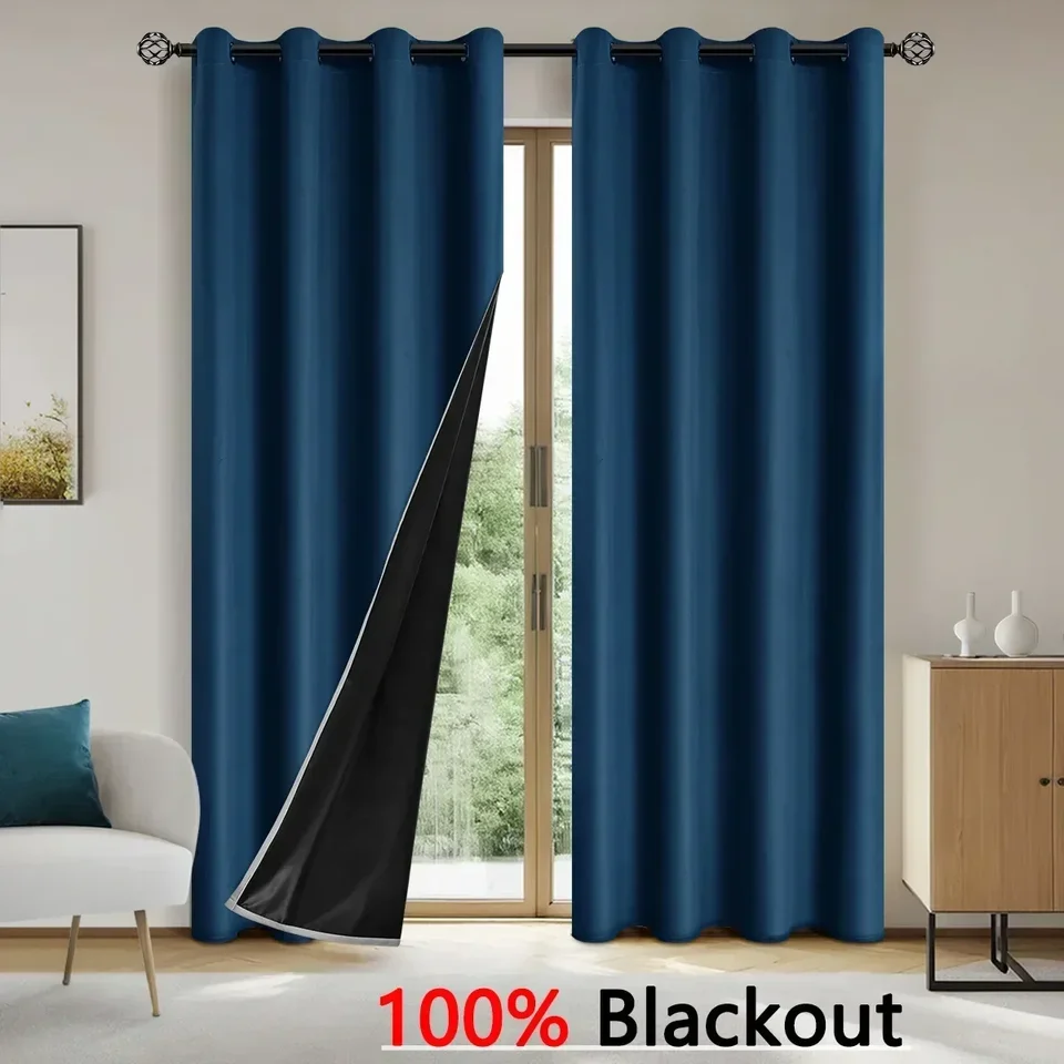 1pc výpadky záclony pre obývaciu izbu Light Filtring Tepelne izolované závesy s čiernymi zadnými priechodovými panelmi do spálne