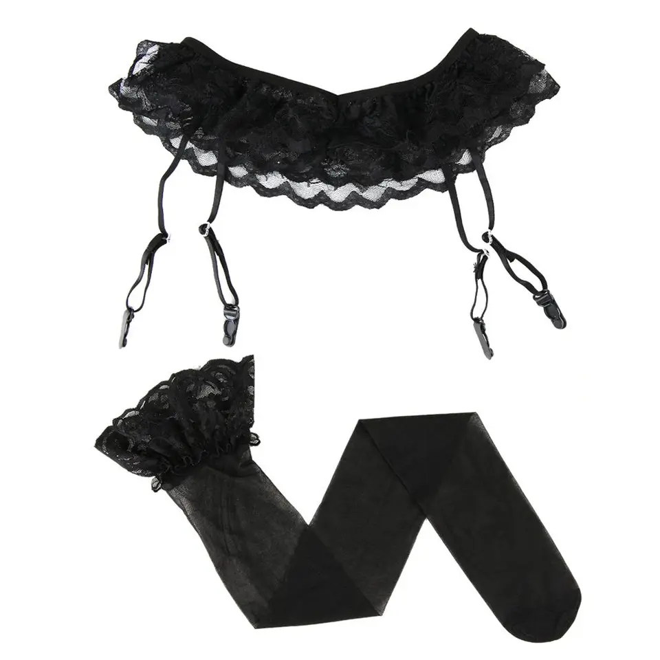 1PC Womens Sexy Hot Lace Top Tophed-Highs Pančky Ponožky+podväzkový podväzok Módna móda sexy legíny ponožky