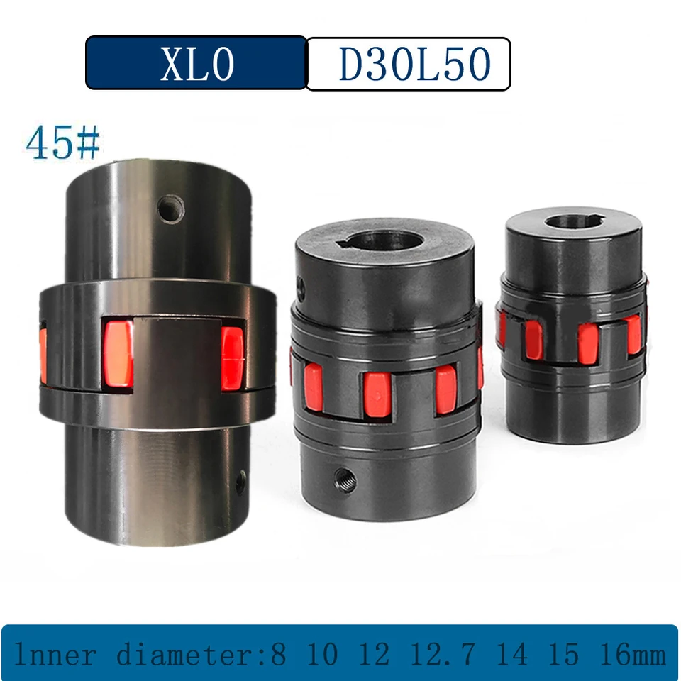 1pc XL0 D30l50 čeľusť pavúky 45# oceľová slivka Flexibilná spojka 8 10 12 14 16 mm quincunx elastický pár motorových hriadeľ