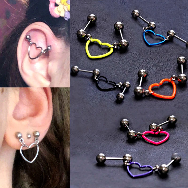 1PC z nehrdzavejúcej ocele Kórejské helixové náušnice Priemyselné piercingové ušné lalok šperky chrupavka Tragus Pierc 16g 20g bar Barbell Barbell