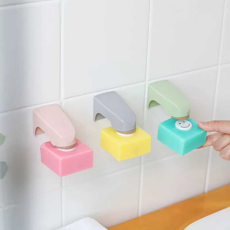 1pc z nehrdzavejúcej ocele mydlové misky kreatívne držiak na mydlo bez držiaka na stenu, držiak na kúpeľňu Praktický držiak magnetického mydla