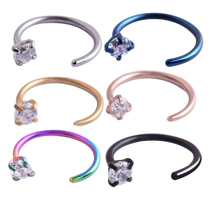 1pc zirkón nosa piercing segment Hinged Rings Piercing Nariz Septum Clicker Labret Rings Nose náušnice Piercings Body šperky