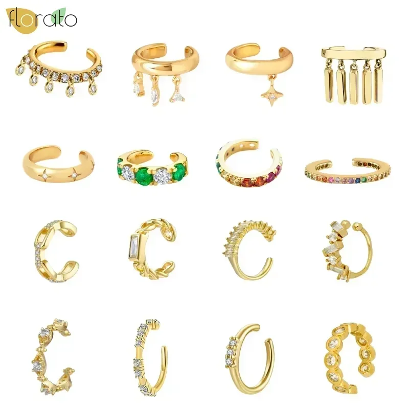 1pc Zlaté náušnice pre ženy pre ženy CZ Zirkón Fake Piercing Uši