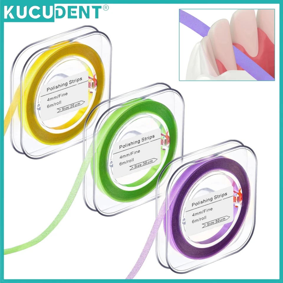 1pc zubný leštiaci prúžok Roll Živú živicu zuby brúsenie brúsenie brúsenie 4 mm šírka 6m dĺžka bieliacich zubov Zubný materiál