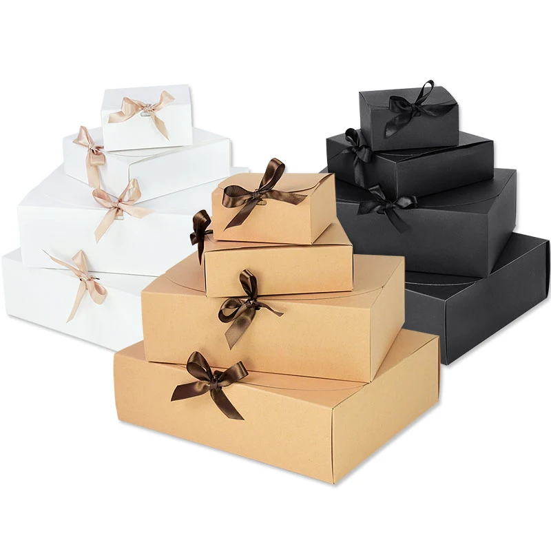 1PC Čierna/biela kraft papier DIY Darček Candy Boxy Svadobné narodeninové oslavy laskavosti oblečenia skladovanie ručne vyrábané cookies balenie dekorácie